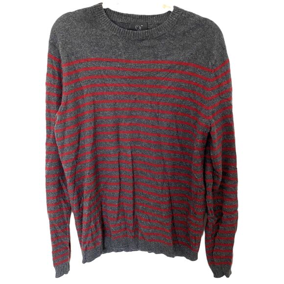 Qi Cashmere Striped Lightweight Mens Sweater Soft Stylish Casual Pullover L - Picture 1 of 8